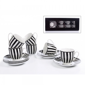 Set de Tazas y Platos Lineas Black III