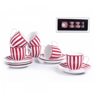 Set Tazas y Platos Lineas Red III