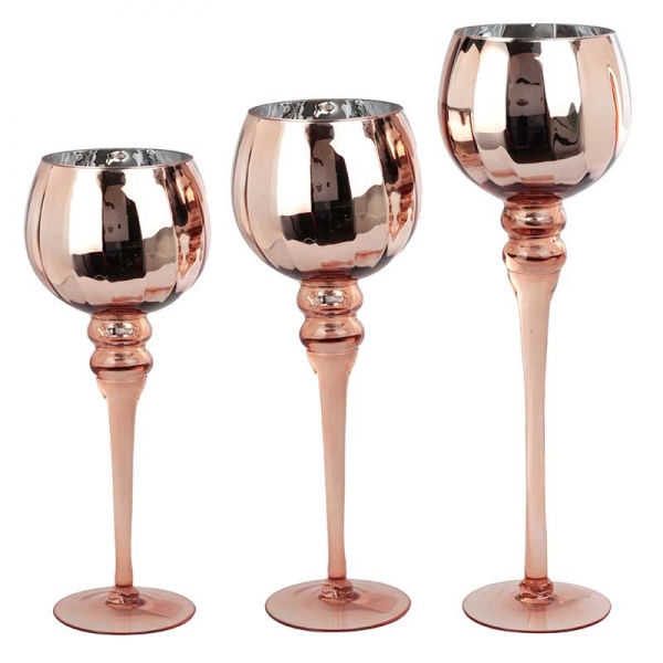 Juego 3 Portavelas Copper