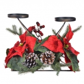 Portavela Doble Poinsettia Roja