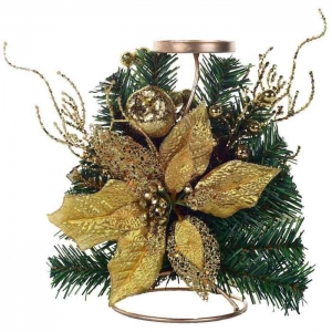 Portavela Poinsettia Dorada