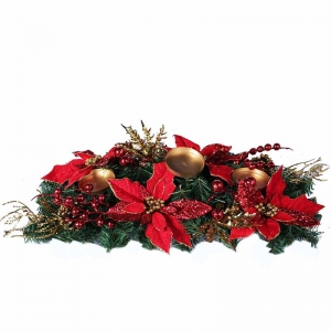 Portavela Triple Poinsettia Roja