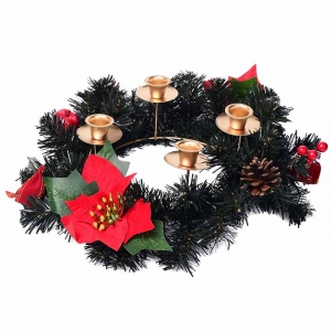 Candelabro 4 Velas Poinsettia Roja