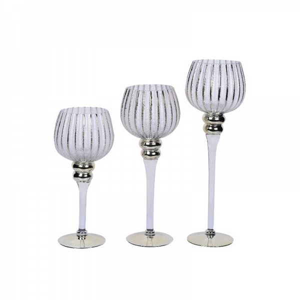 Set 3 Portavela Líneas Doradas